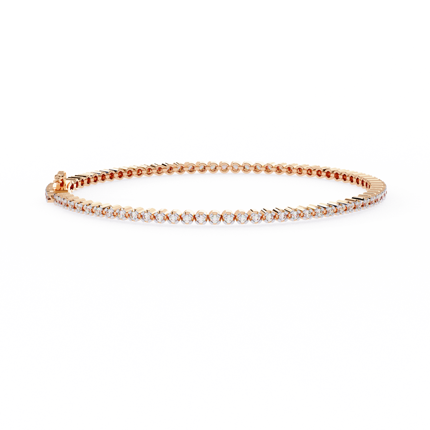 rose gold / moissanite, rose gold / lab grown