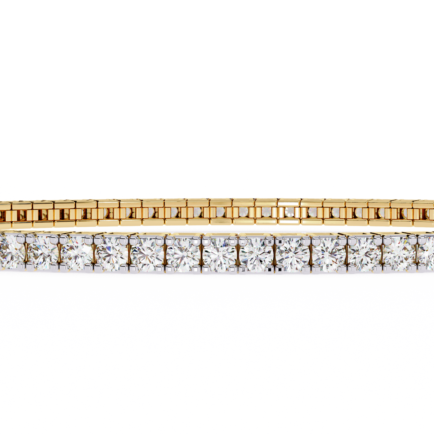 yellow gold / moissanite, yellow gold / lab grown