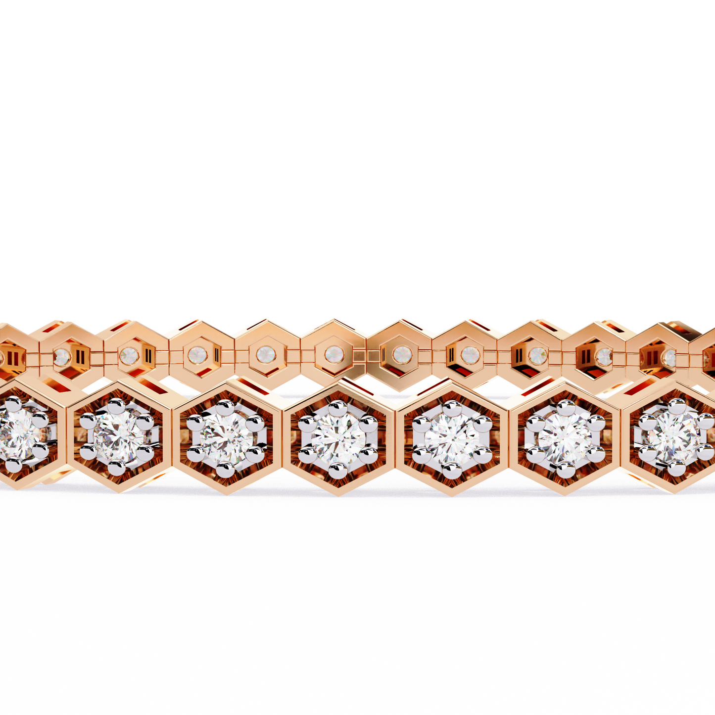 rose gold / moissanite, rose gold / lab grown