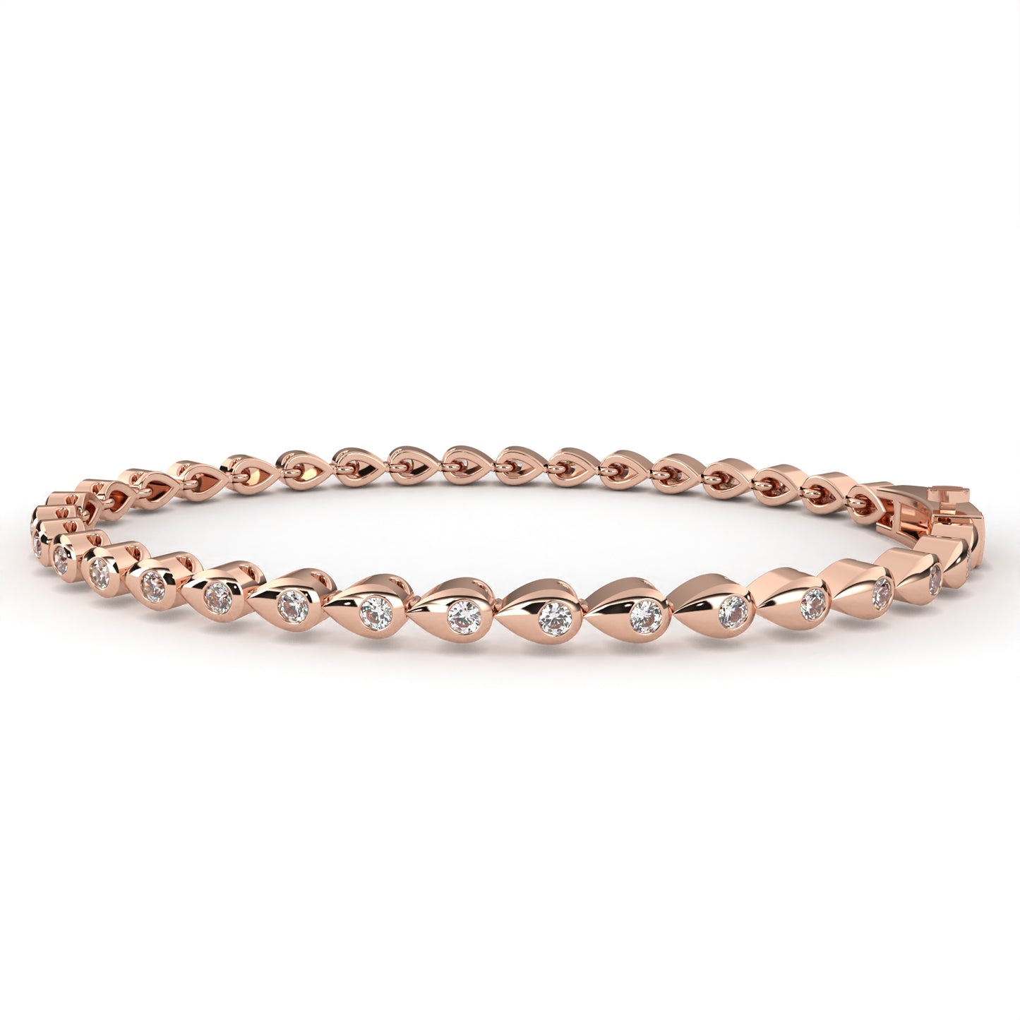 rose gold / moissanite, rose gold / lab grown