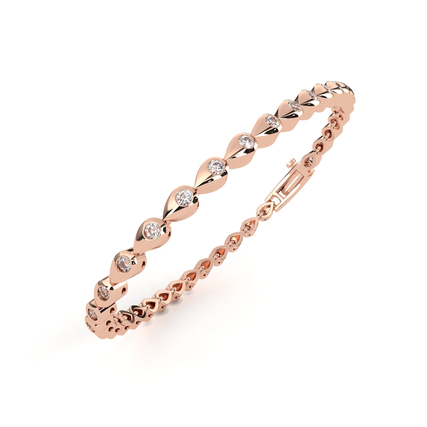 rose gold / moissanite, rose gold / lab grown