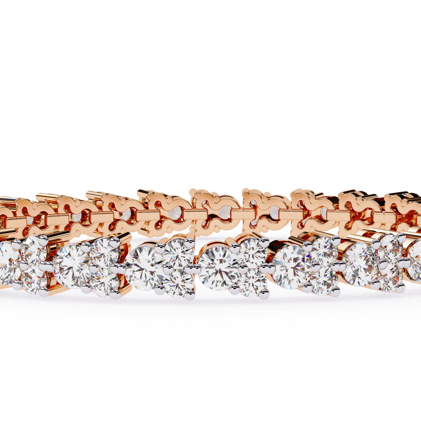 rose gold / moissanite, rose gold / lab grown