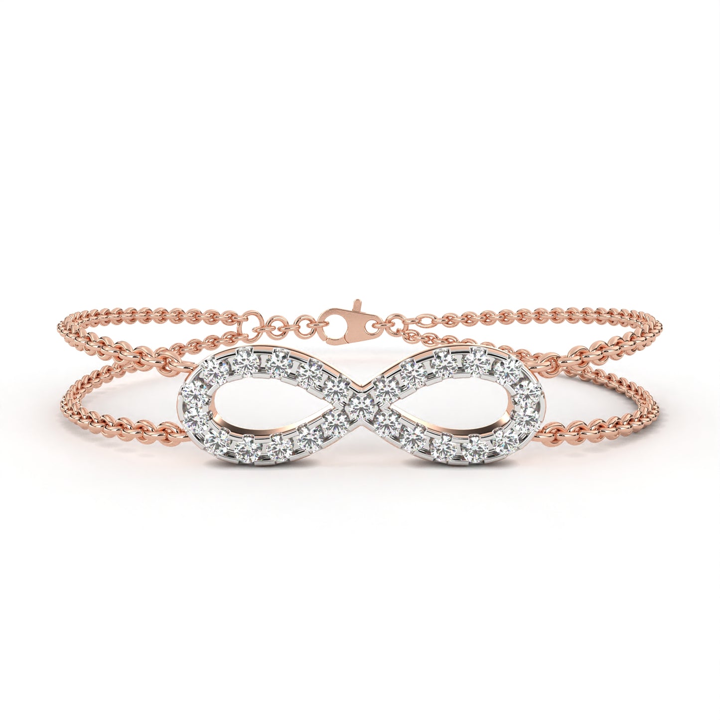 rose gold / moissanite, rose gold / lab grown