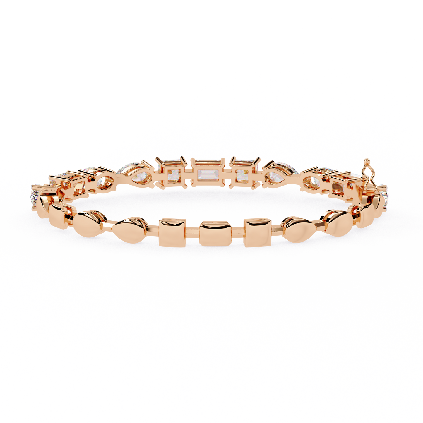 rose gold / moissanite, rose gold / lab grown