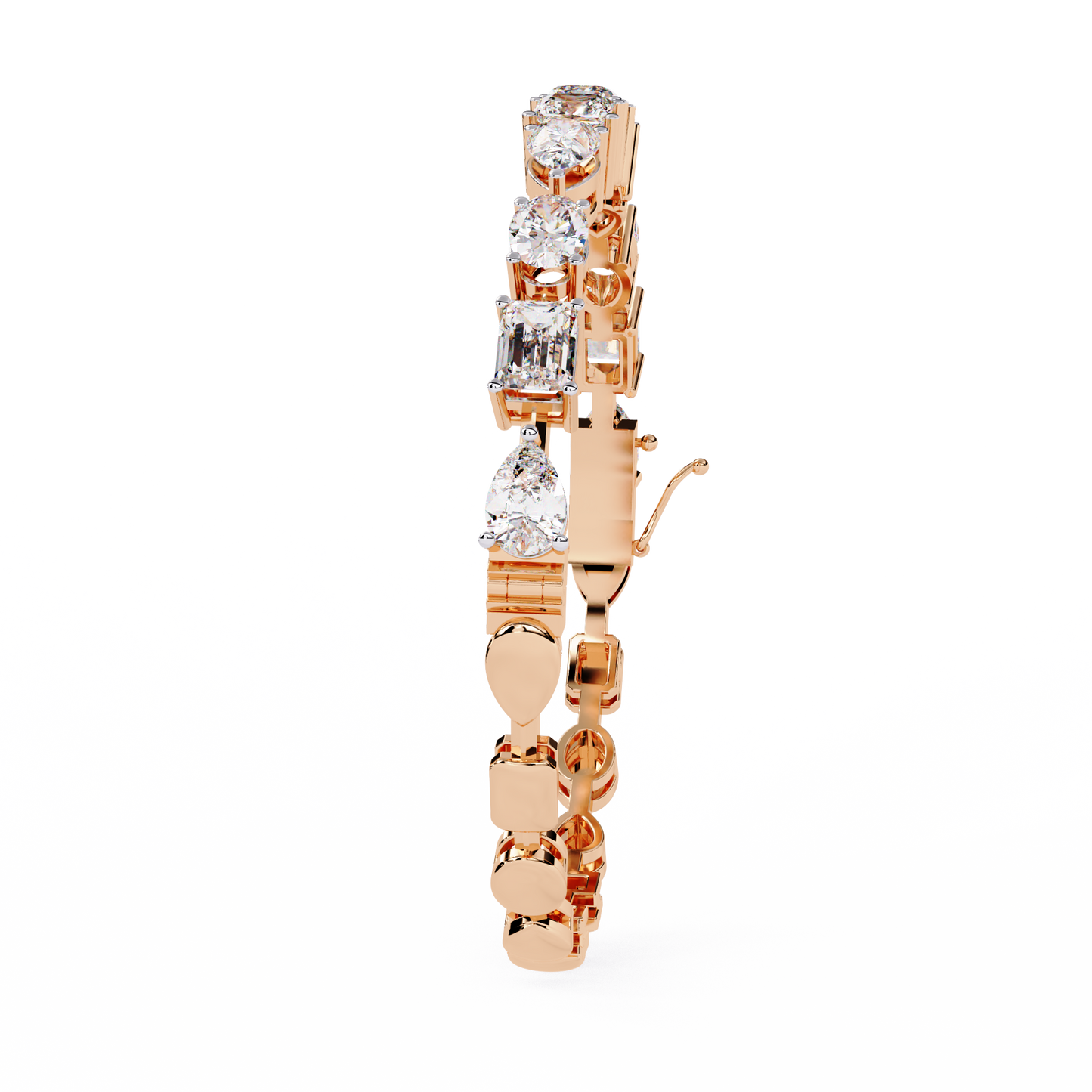 rose gold / moissanite, rose gold / lab grown
