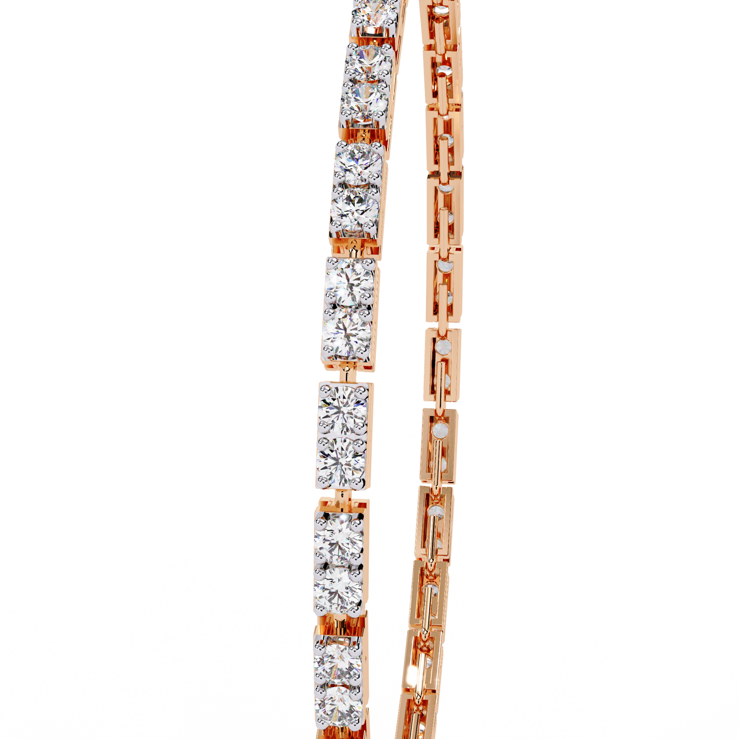 rose gold / moissanite, rose gold / lab grown