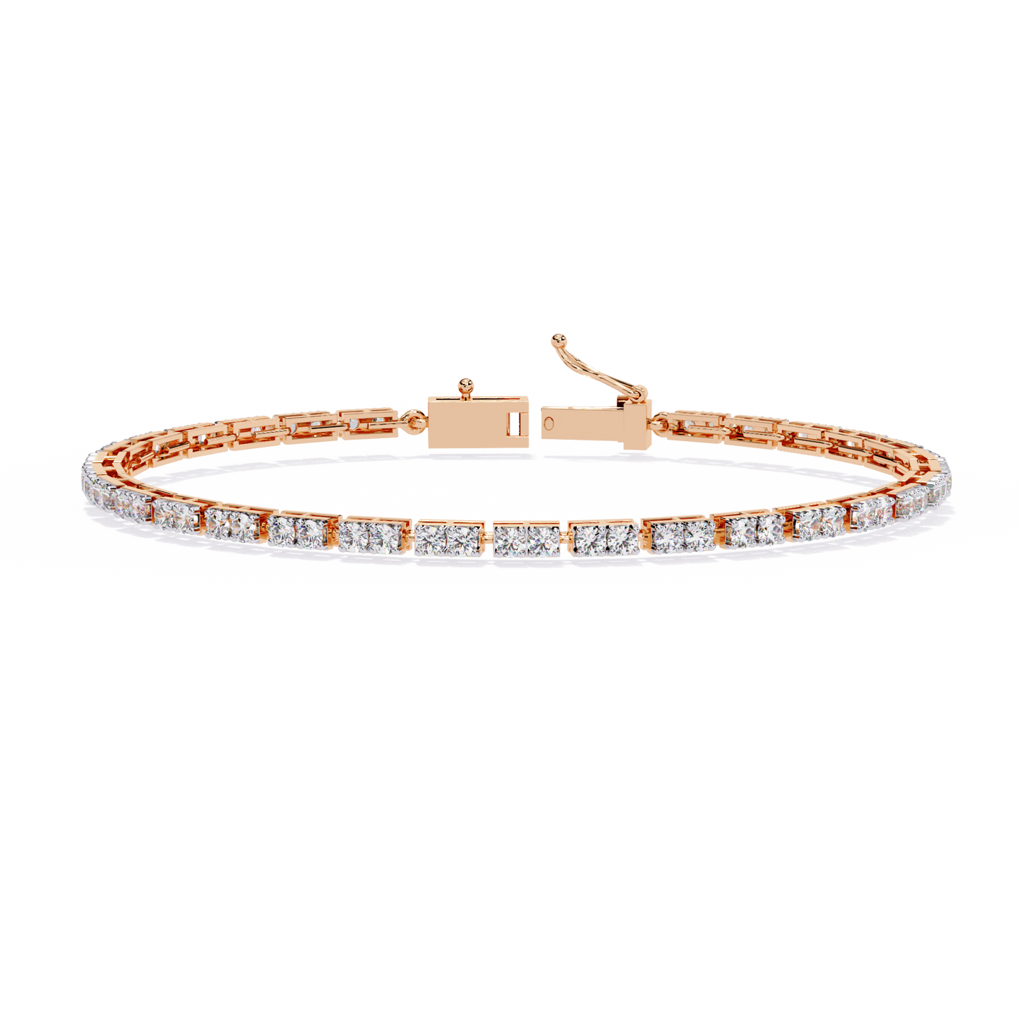 rose gold / moissanite, rose gold / lab grown
