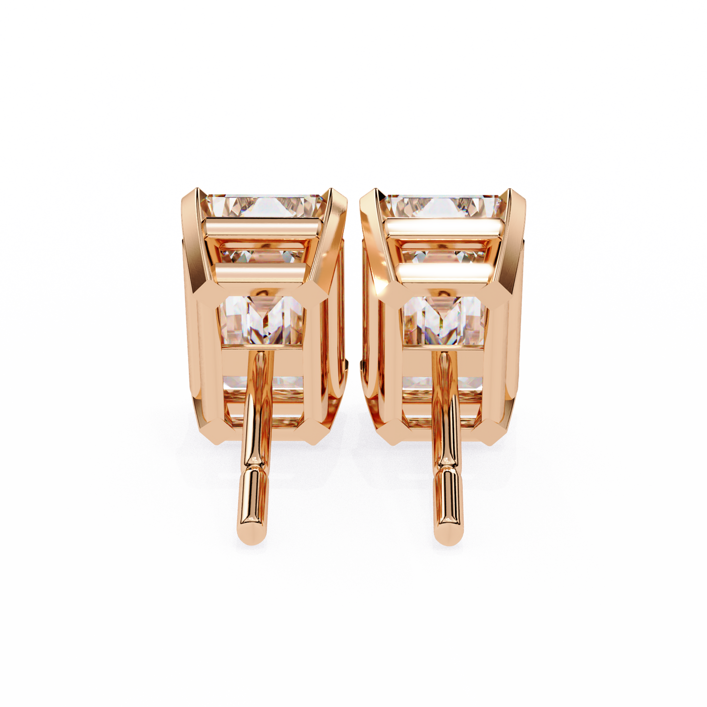 rose gold / moissanite, rose gold / lab grown
