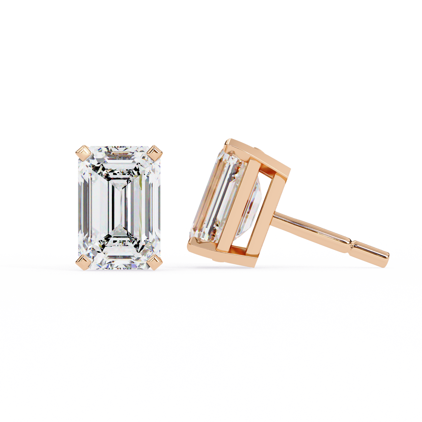 rose gold / moissanite, rose gold / lab grown
