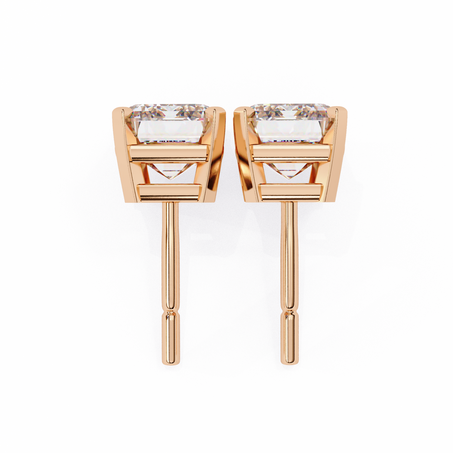 rose gold / moissanite, rose gold / lab grown