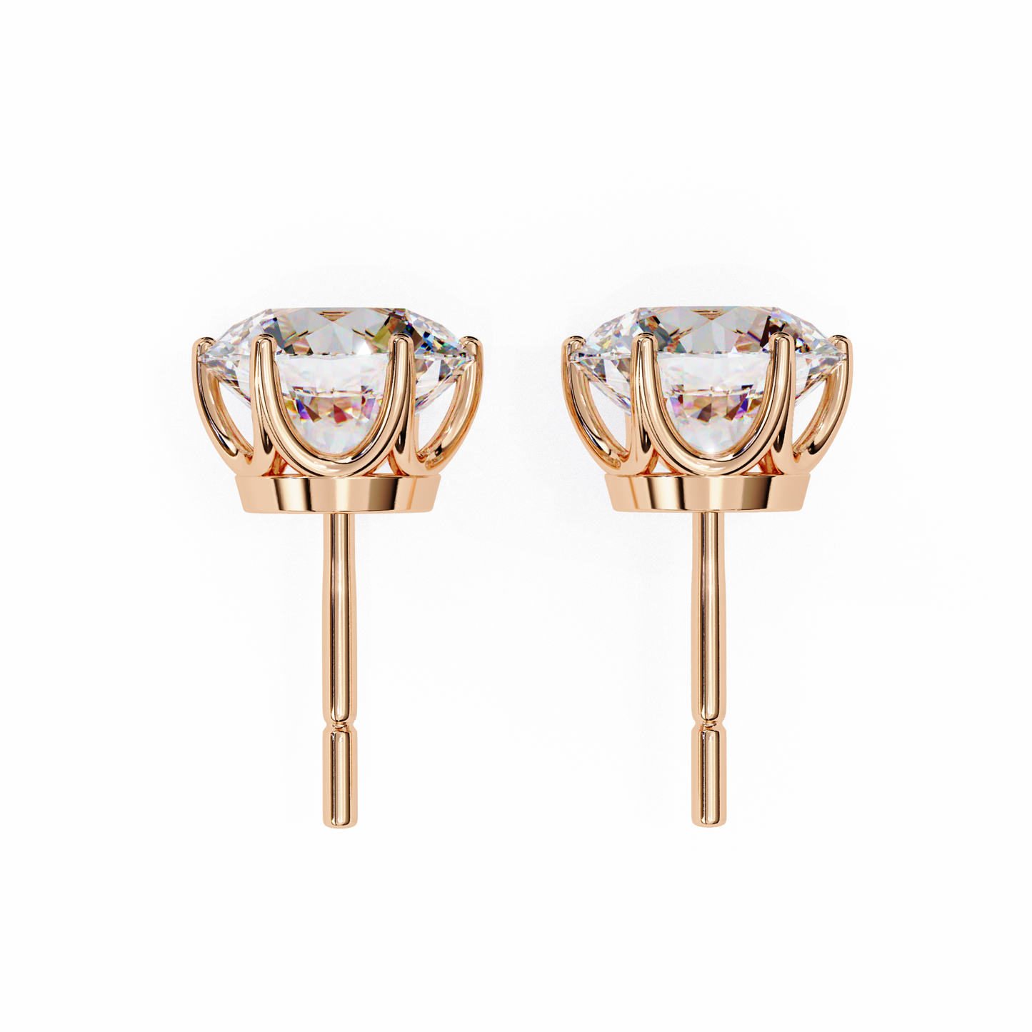 rose gold / moissanite, rose gold / lab grown