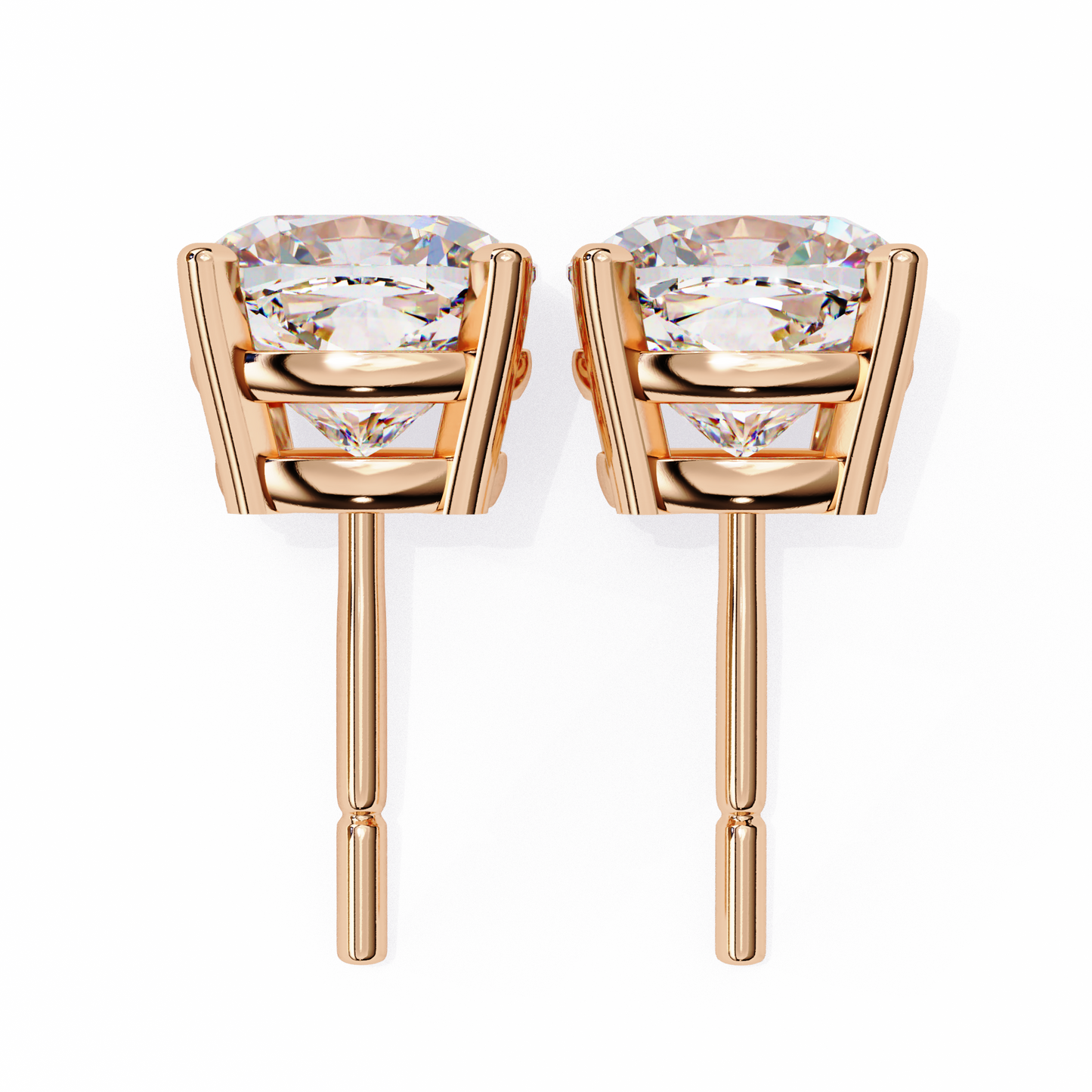 rose gold / moissanite, rose gold / lab grown