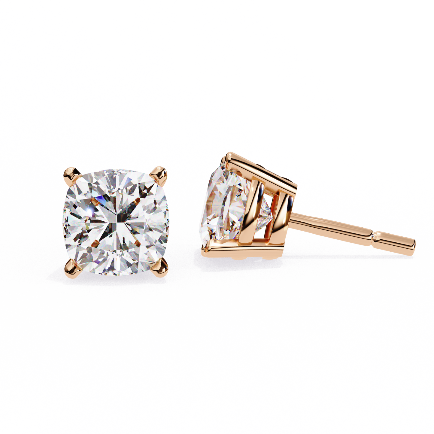 rose gold / moissanite, rose gold / lab grown