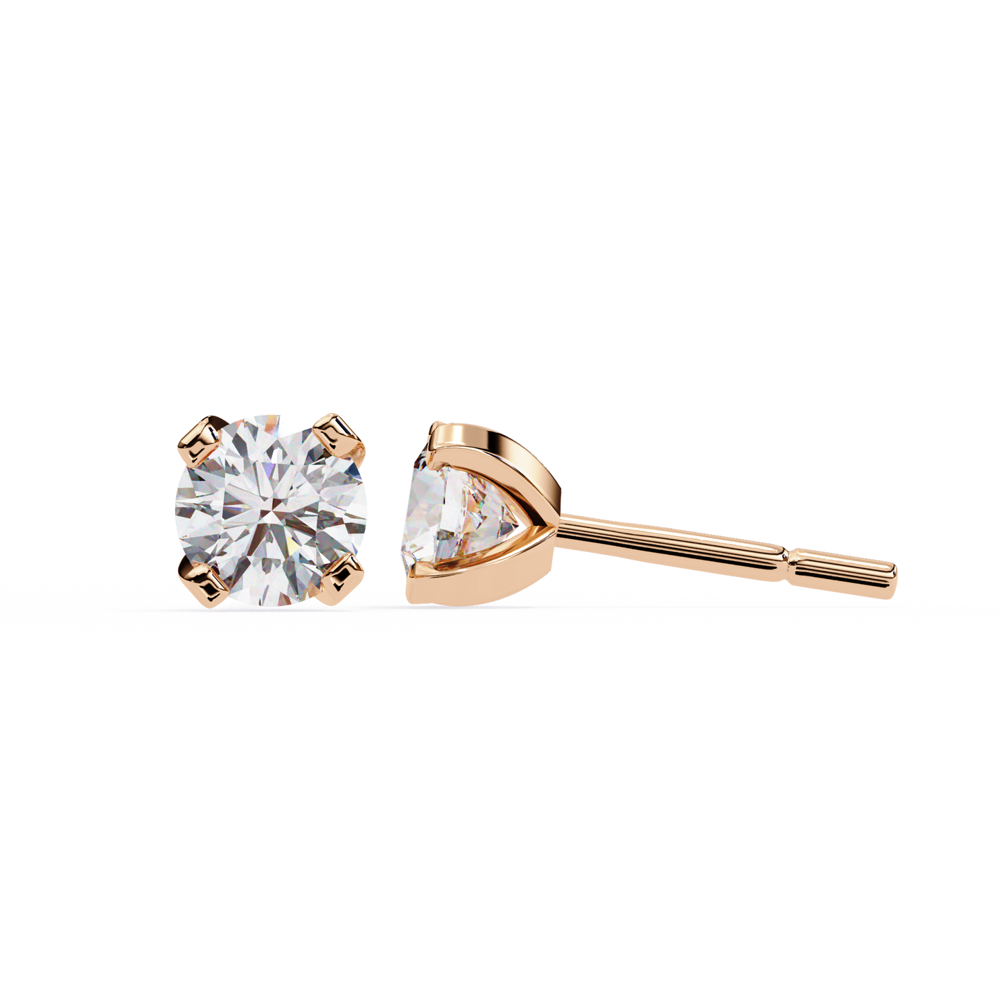 rose gold / moissanite, rose gold / lab grown