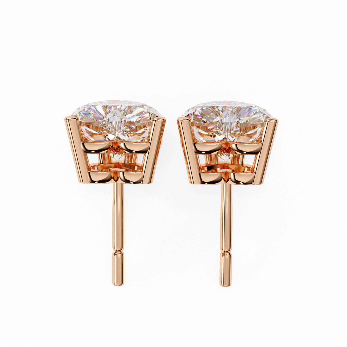 rose gold / moissanite, rose gold / lab grown