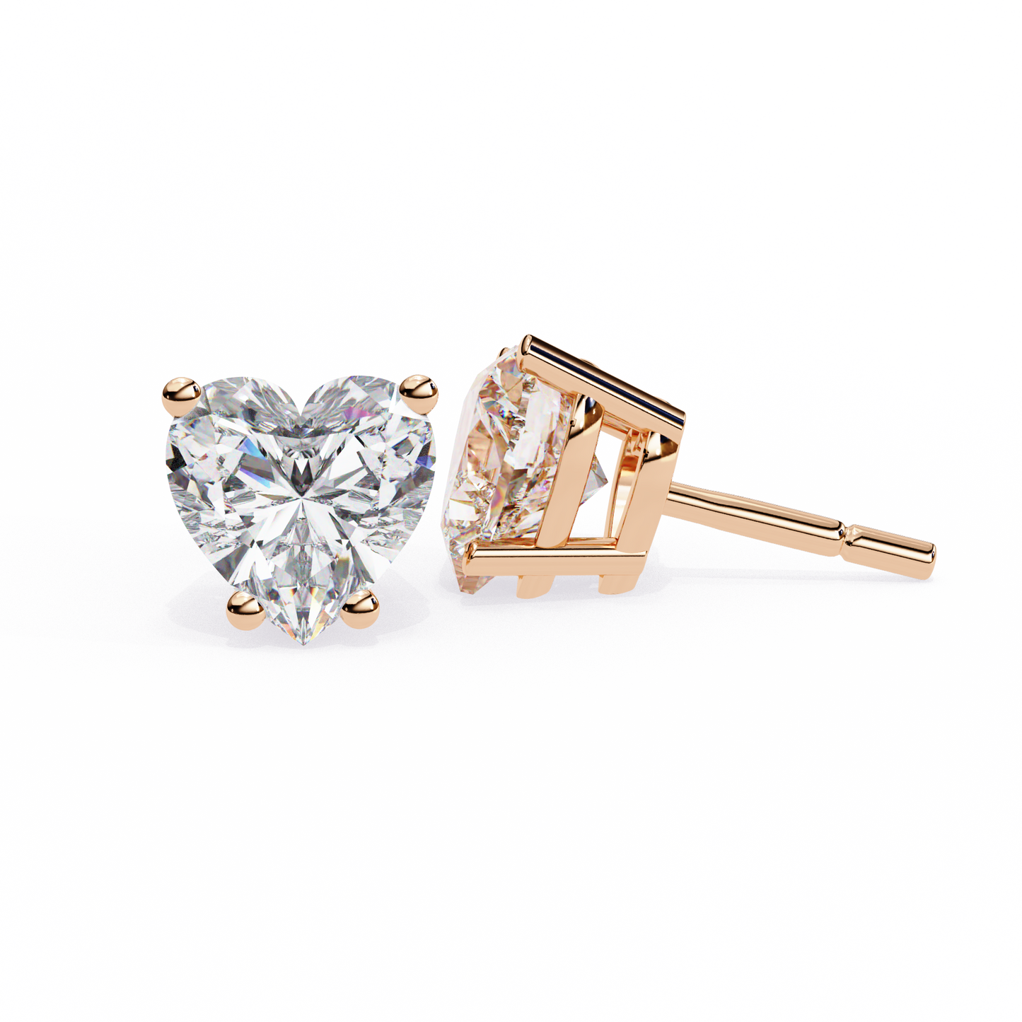 rose gold / moissanite, rose gold / lab grown