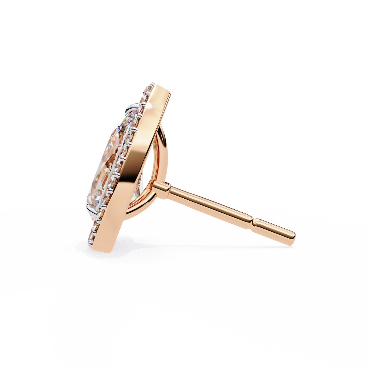 rose gold / moissanite, rose gold / lab grown