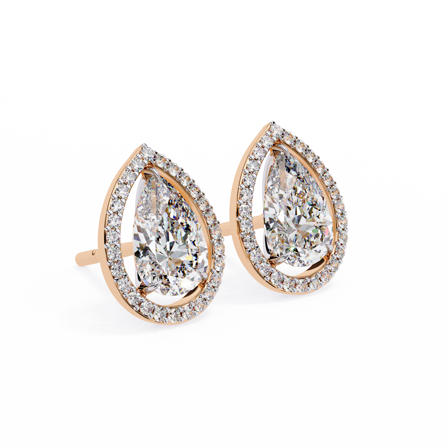 rose gold / moissanite, rose gold / lab grown