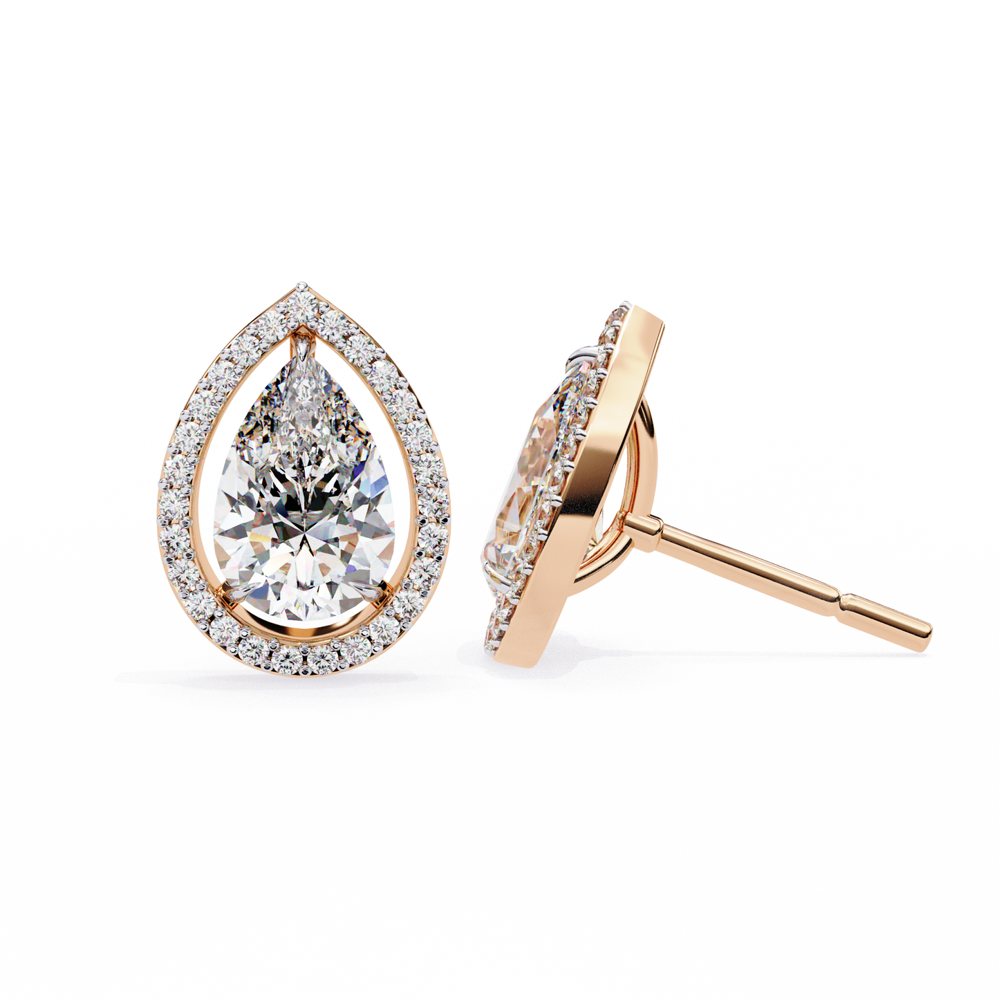 rose gold / moissanite, rose gold / lab grown