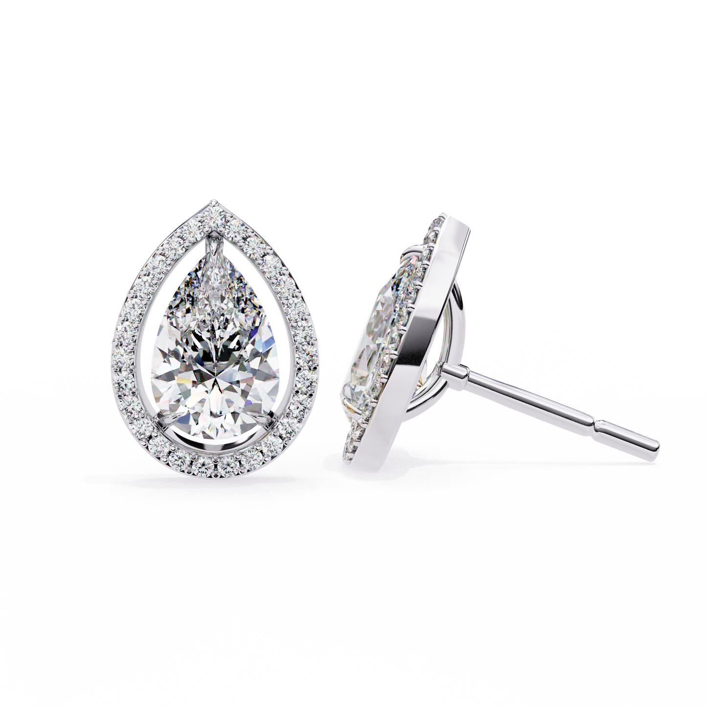 white gold / moissanite, white gold / lab grown