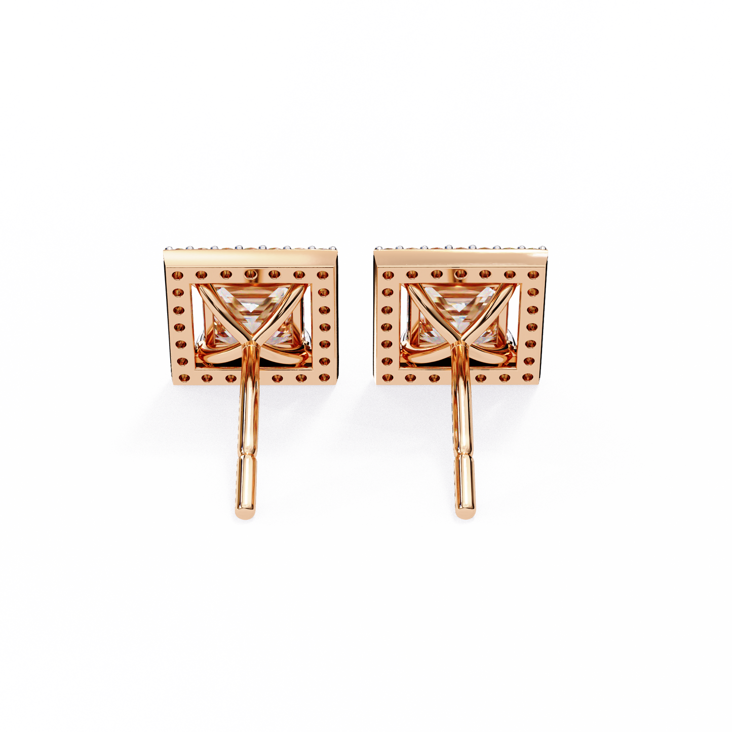 rose gold / moissanite, rose gold / lab grown