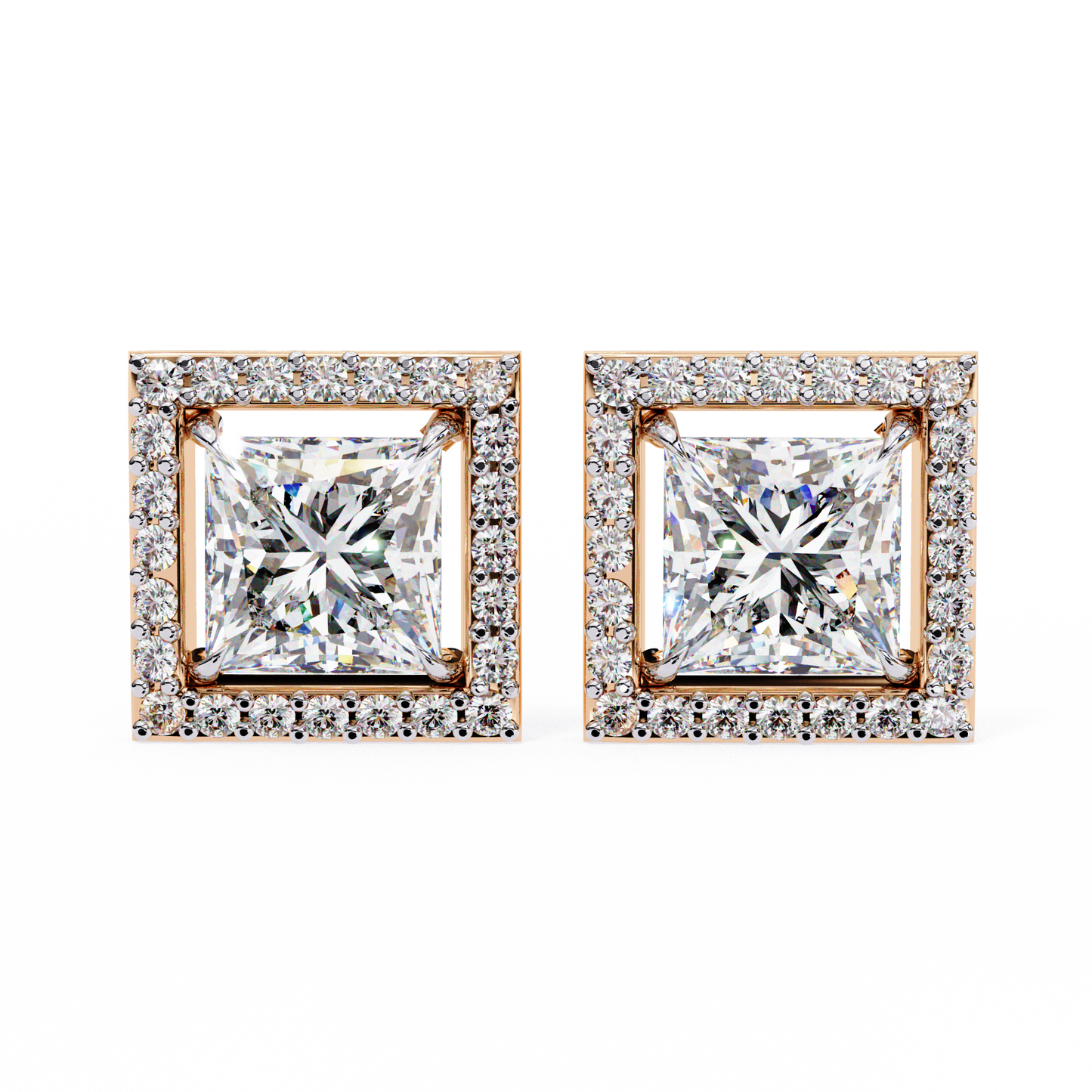 rose gold / moissanite, rose gold / lab grown