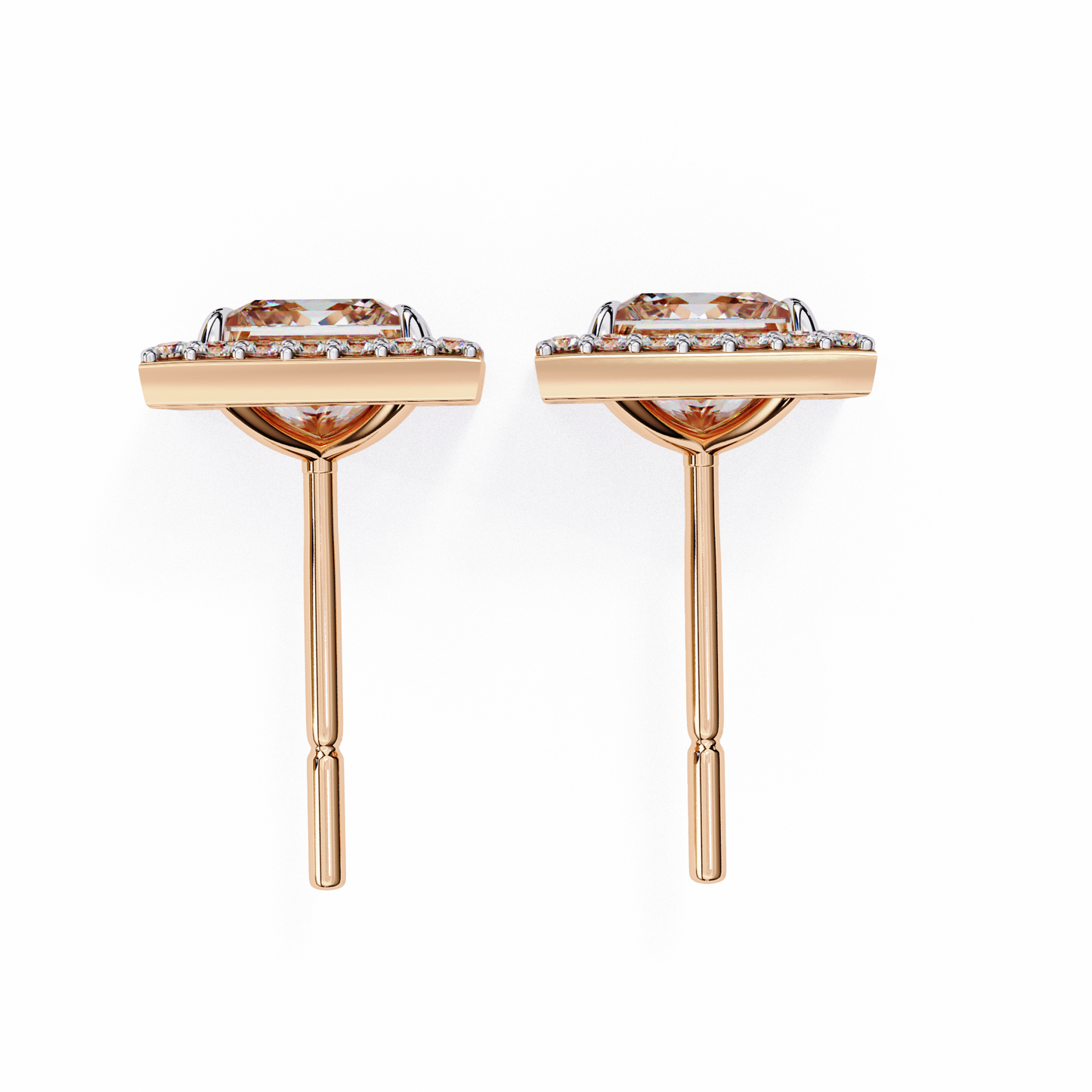 rose gold / moissanite, rose gold / lab grown