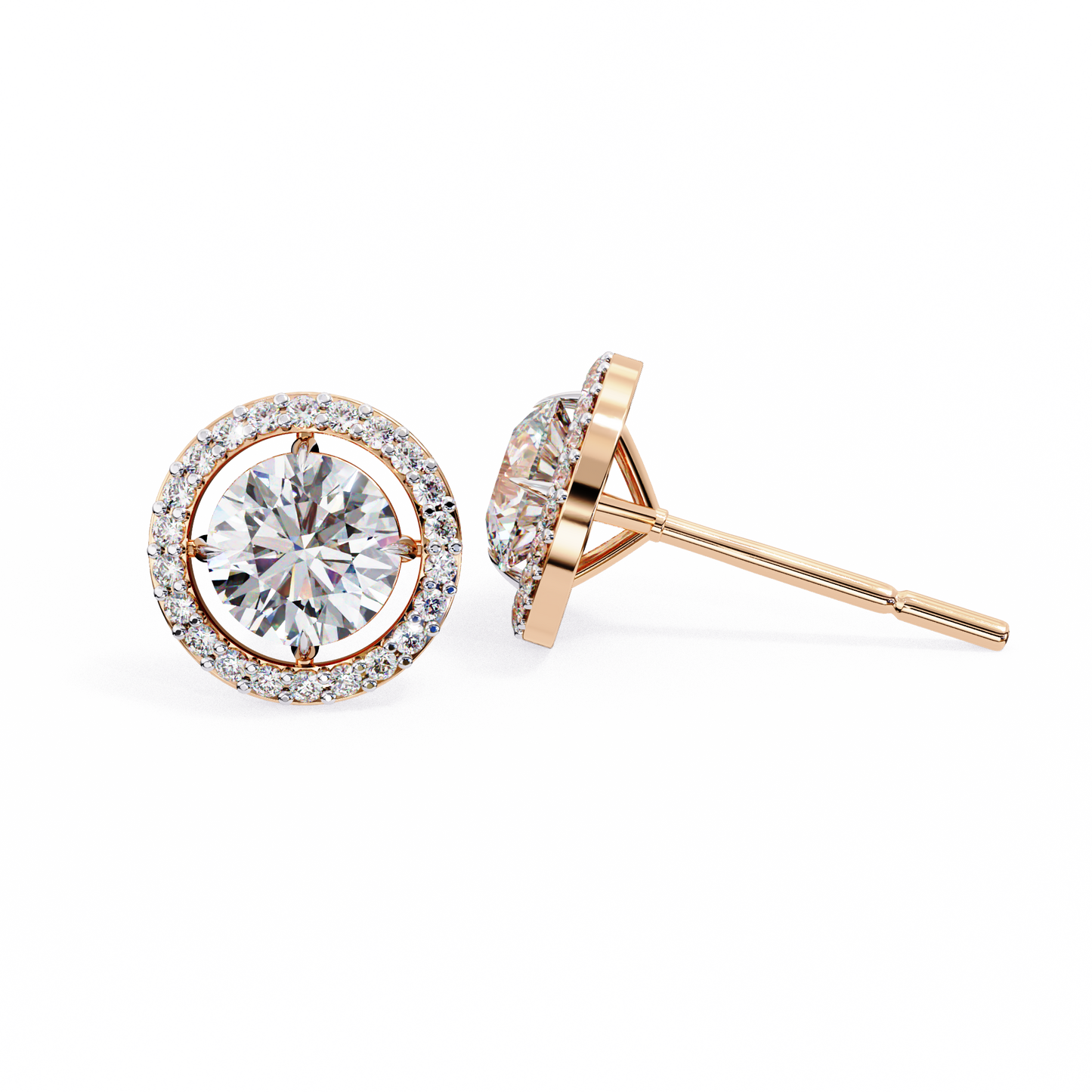 rose gold / moissanite, rose gold / lab grown
