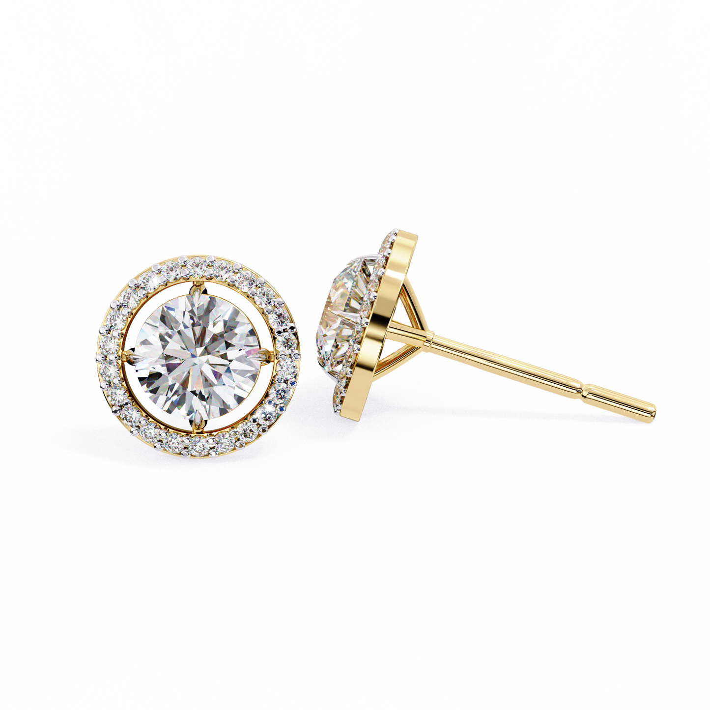yellow gold / moissanite, yellow gold / lab grown