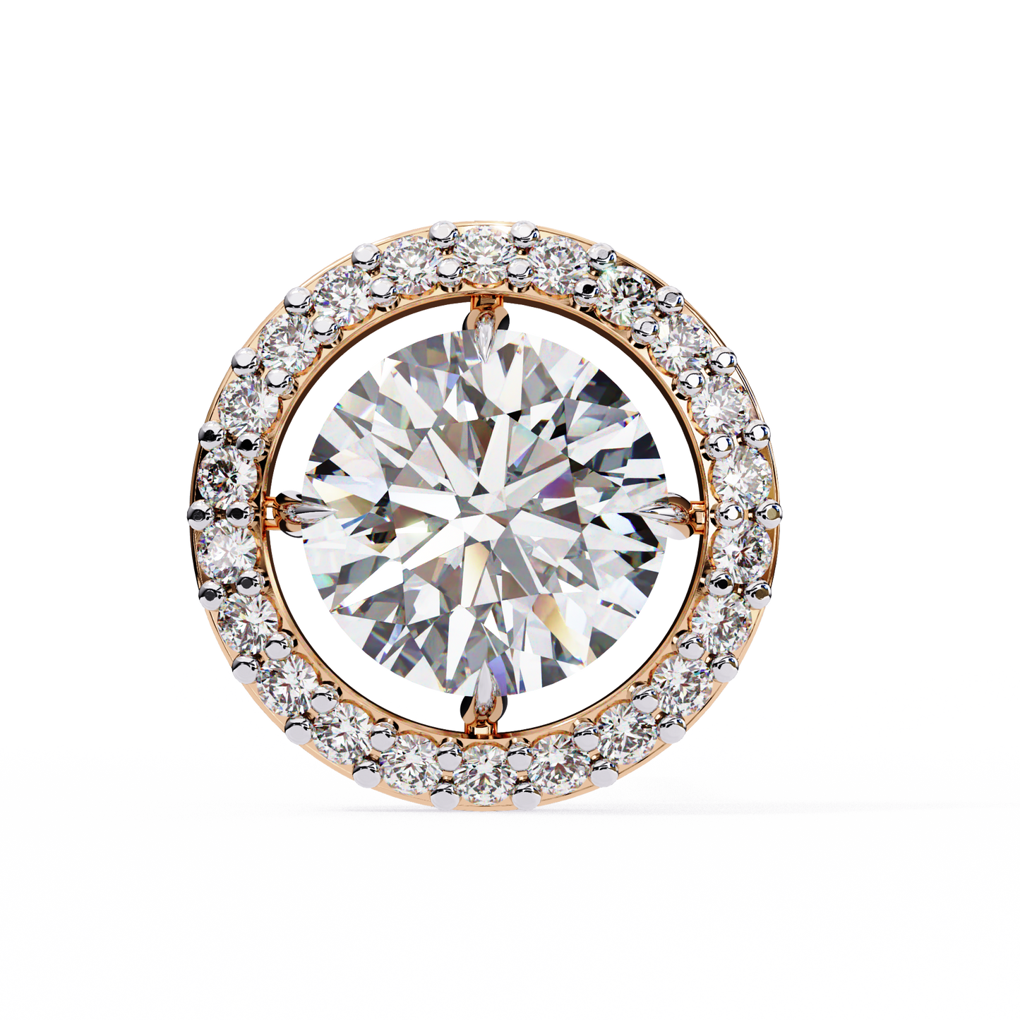 rose gold / moissanite, rose gold / lab grown