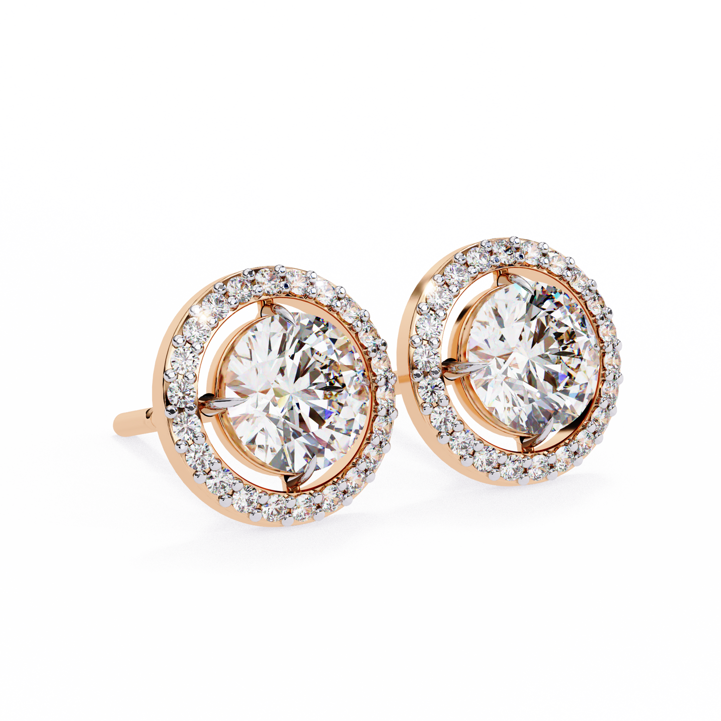 rose gold / moissanite, rose gold / lab grown