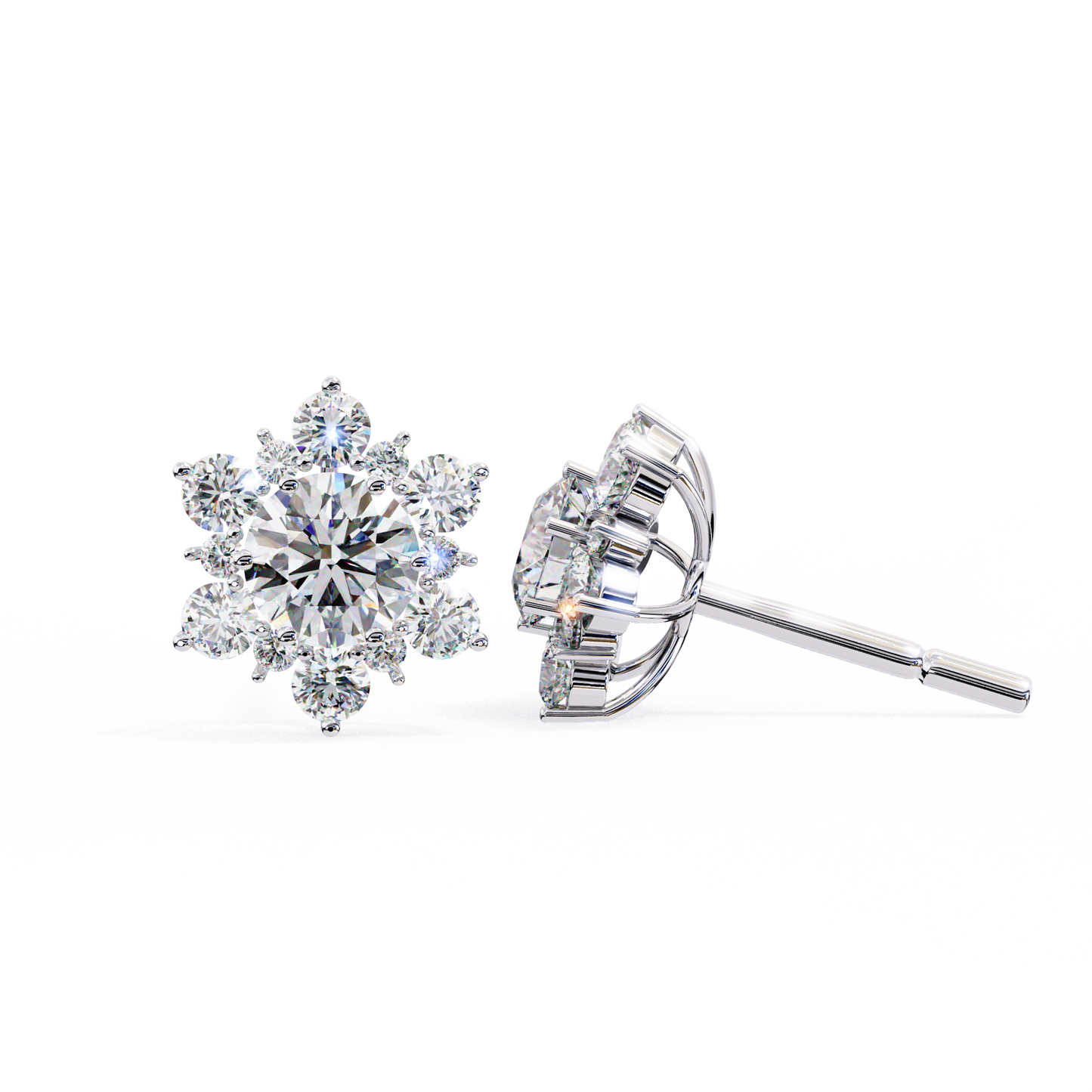 white gold / moissanite, white gold / lab grown