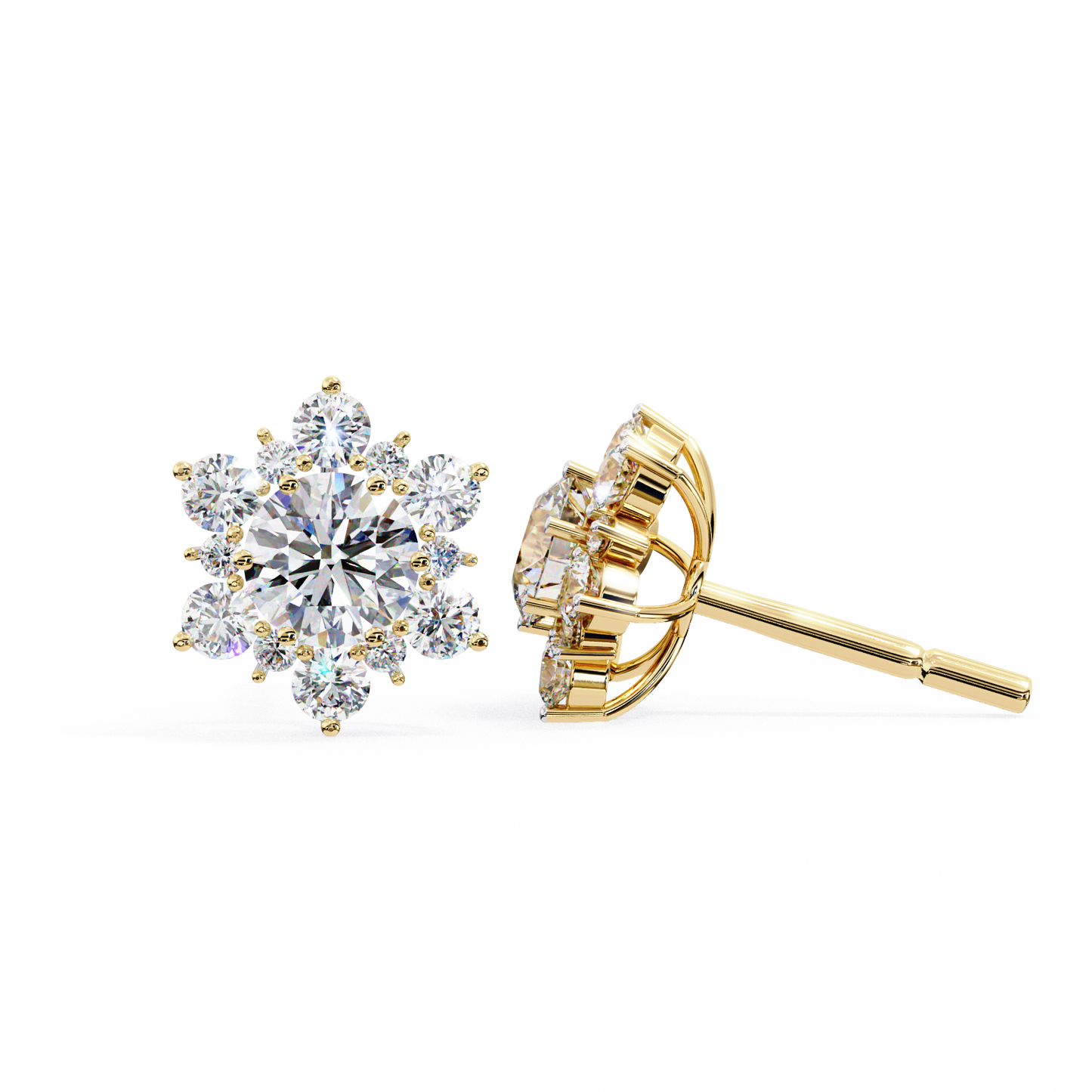 yellow gold / moissanite, yellow gold / lab grown