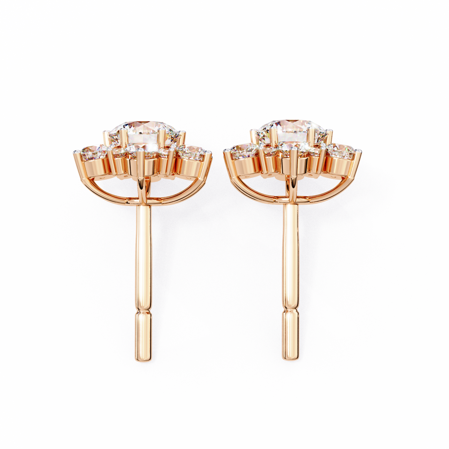 rose gold / moissanite, rose gold / lab grown
