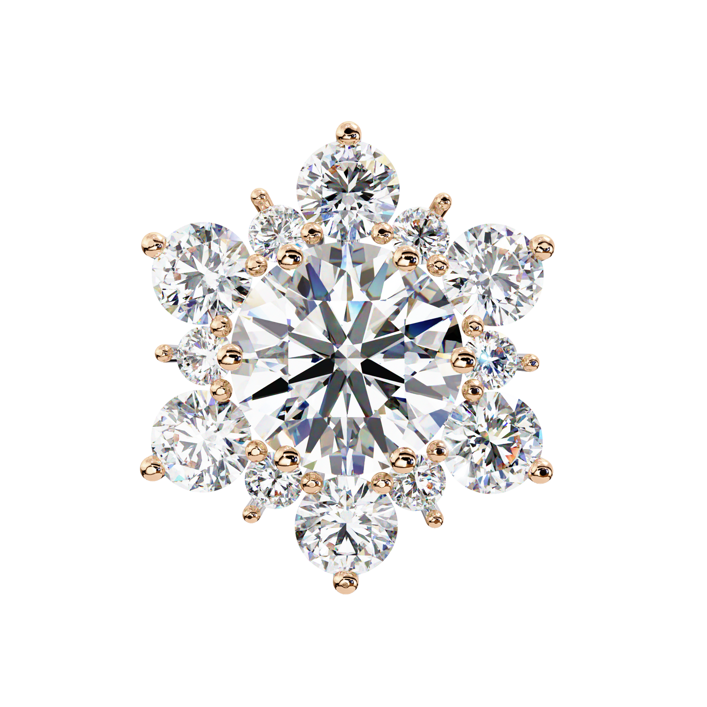 rose gold / moissanite, rose gold / lab grown