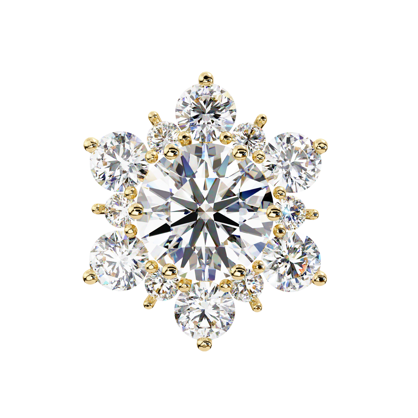 yellow gold / moissanite, yellow gold / lab grown