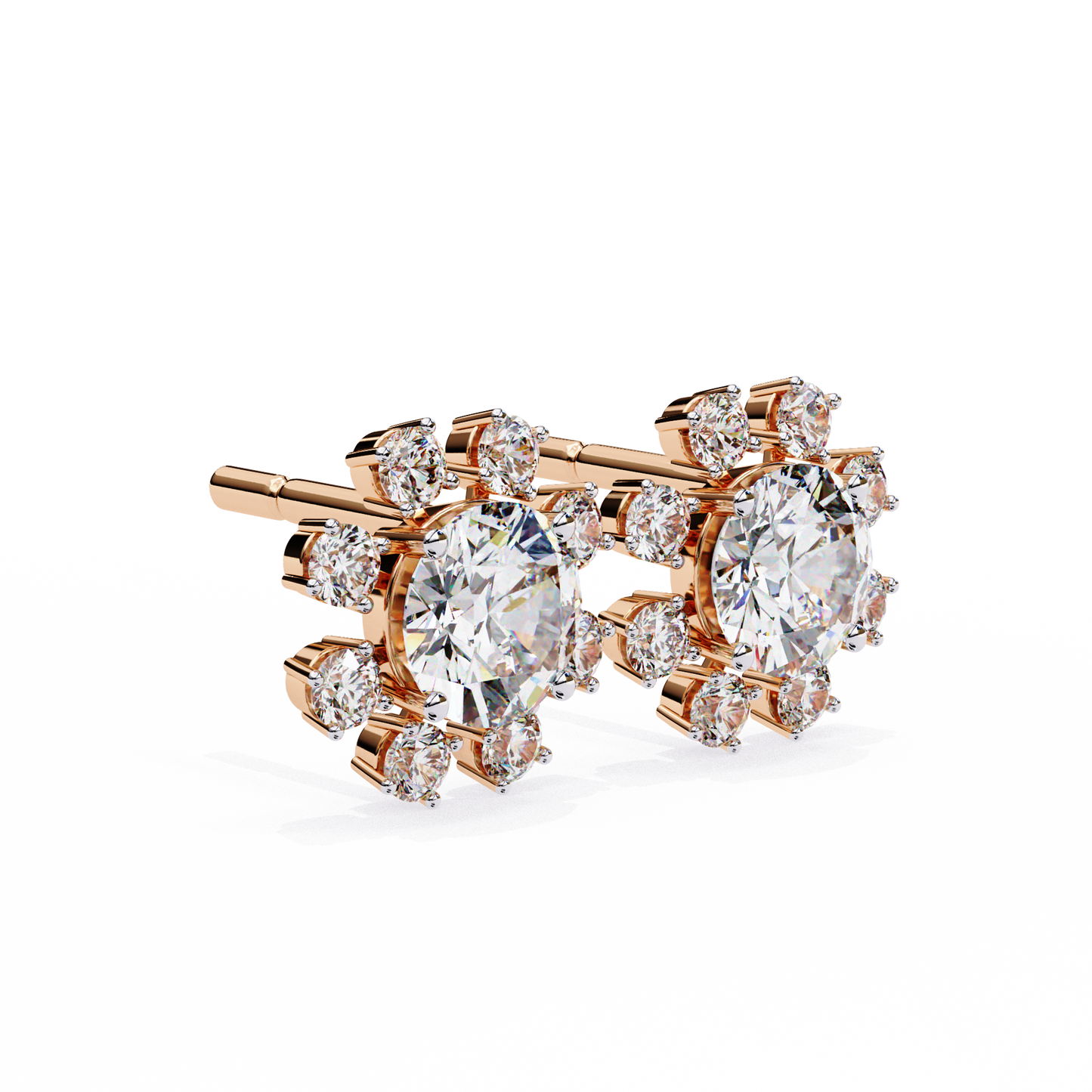 rose gold / moissanite, rose gold / lab grown