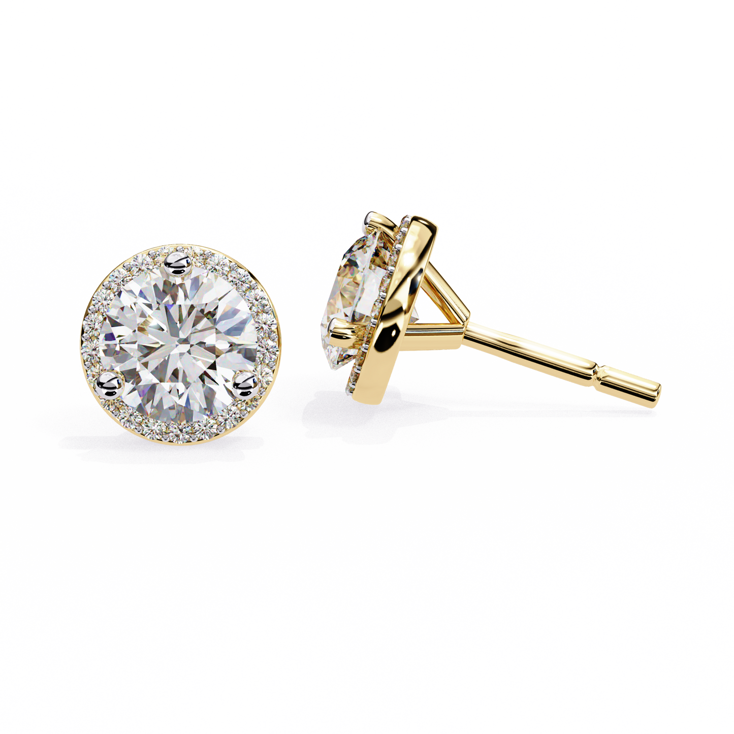 yellow gold / moissanite, yellow gold / lab grown