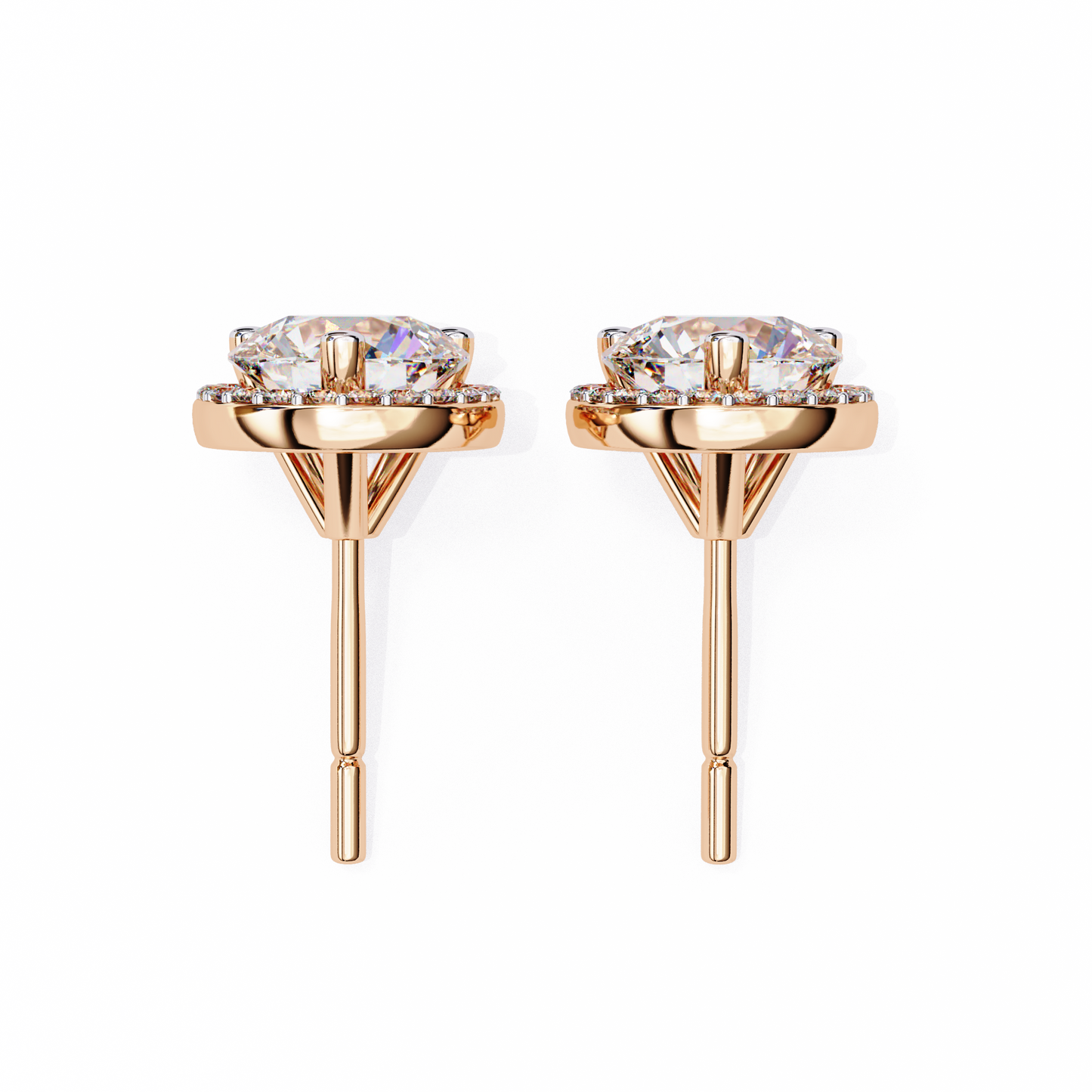 rose gold / moissanite, rose gold / lab grown