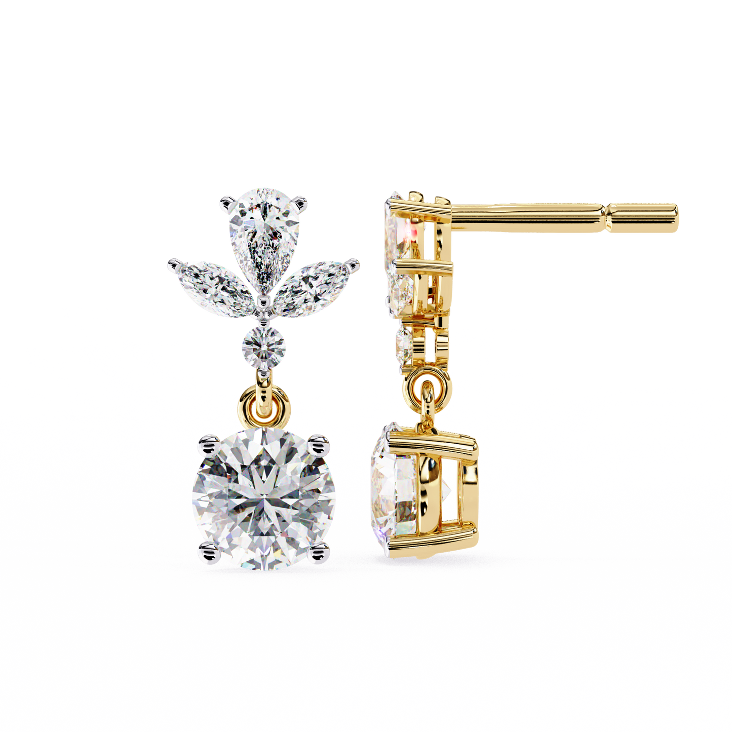yellow gold / moissanite, yellow gold / lab grown