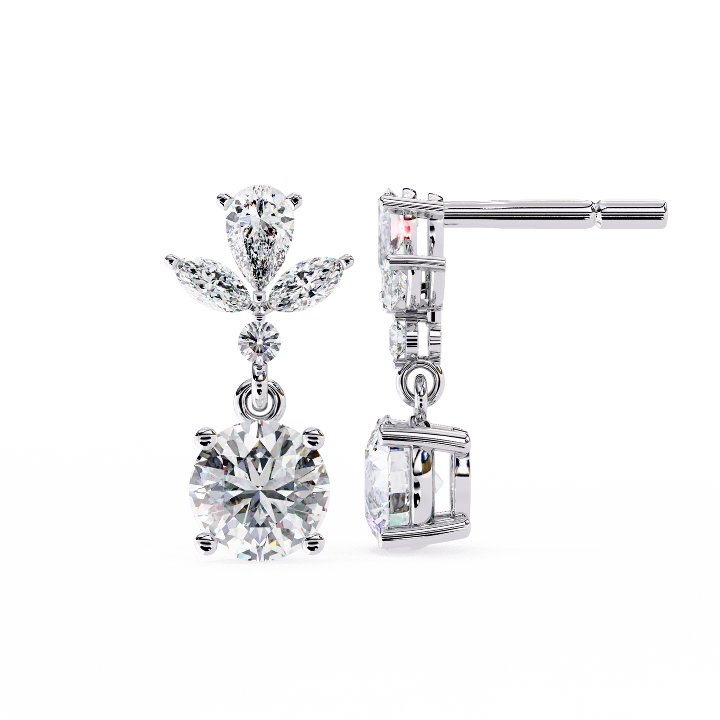 white gold / moissanite, white gold / lab grown