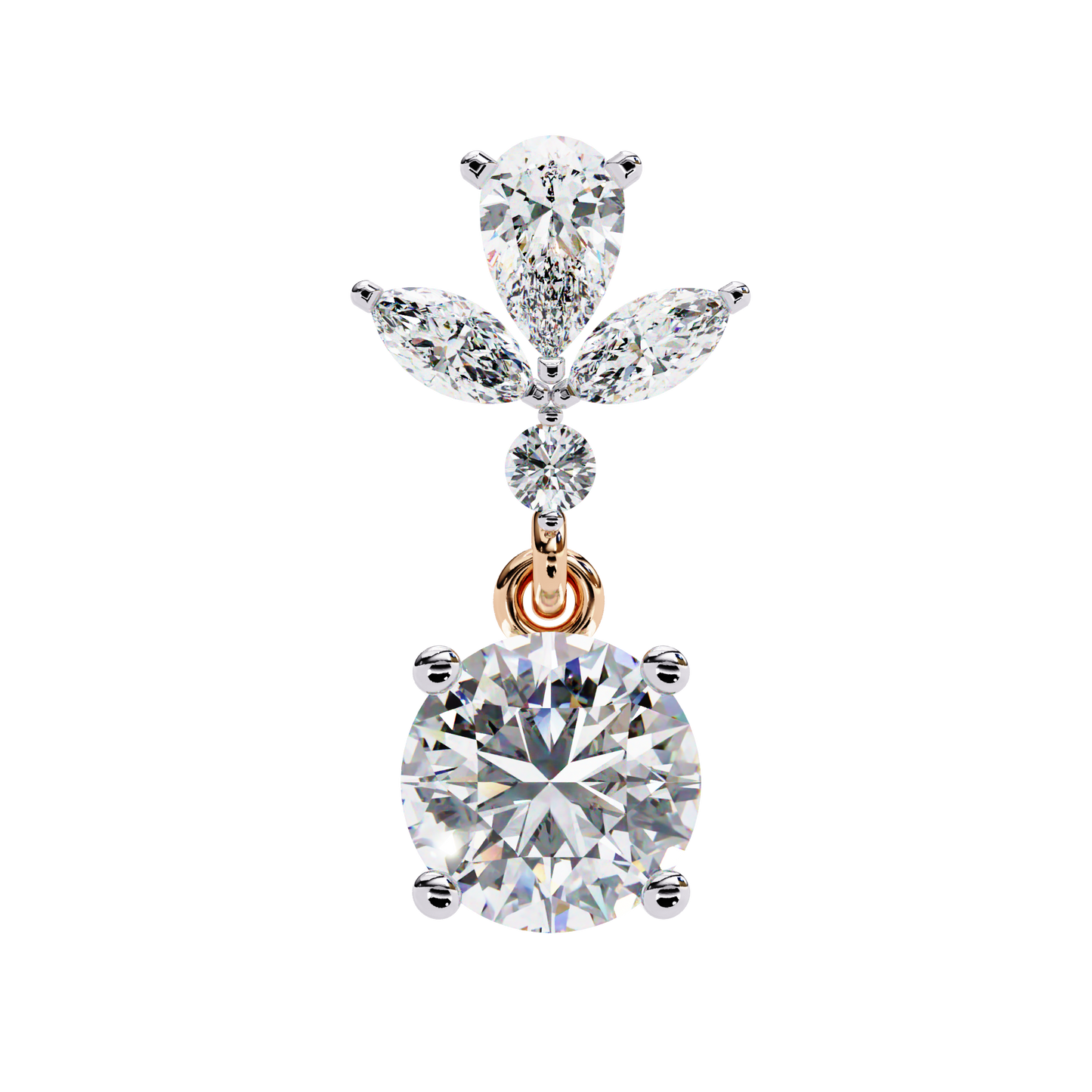 rose gold / moissanite, rose gold / lab grown
