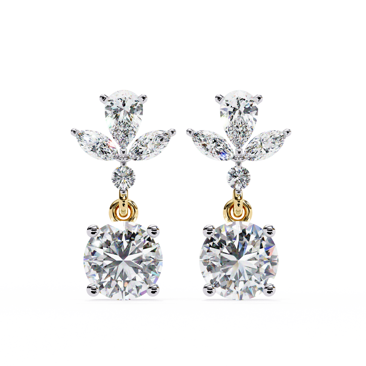 yellow gold / moissanite, yellow gold / lab grown
