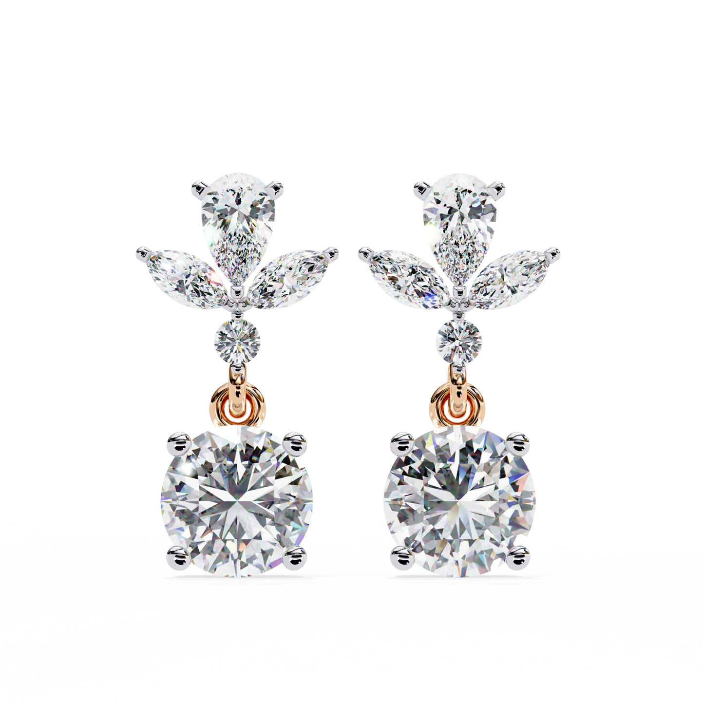 rose gold / moissanite, rose gold / lab grown