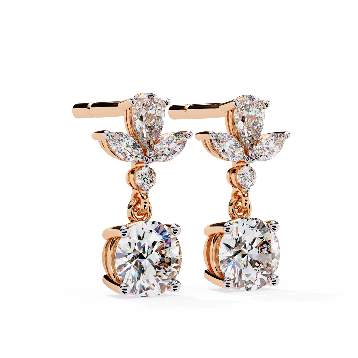 rose gold / moissanite, rose gold / lab grown