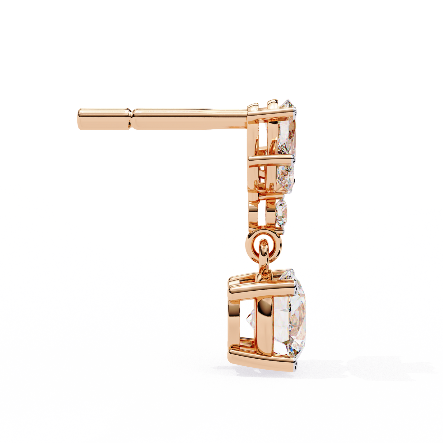 rose gold / moissanite, rose gold / lab grown