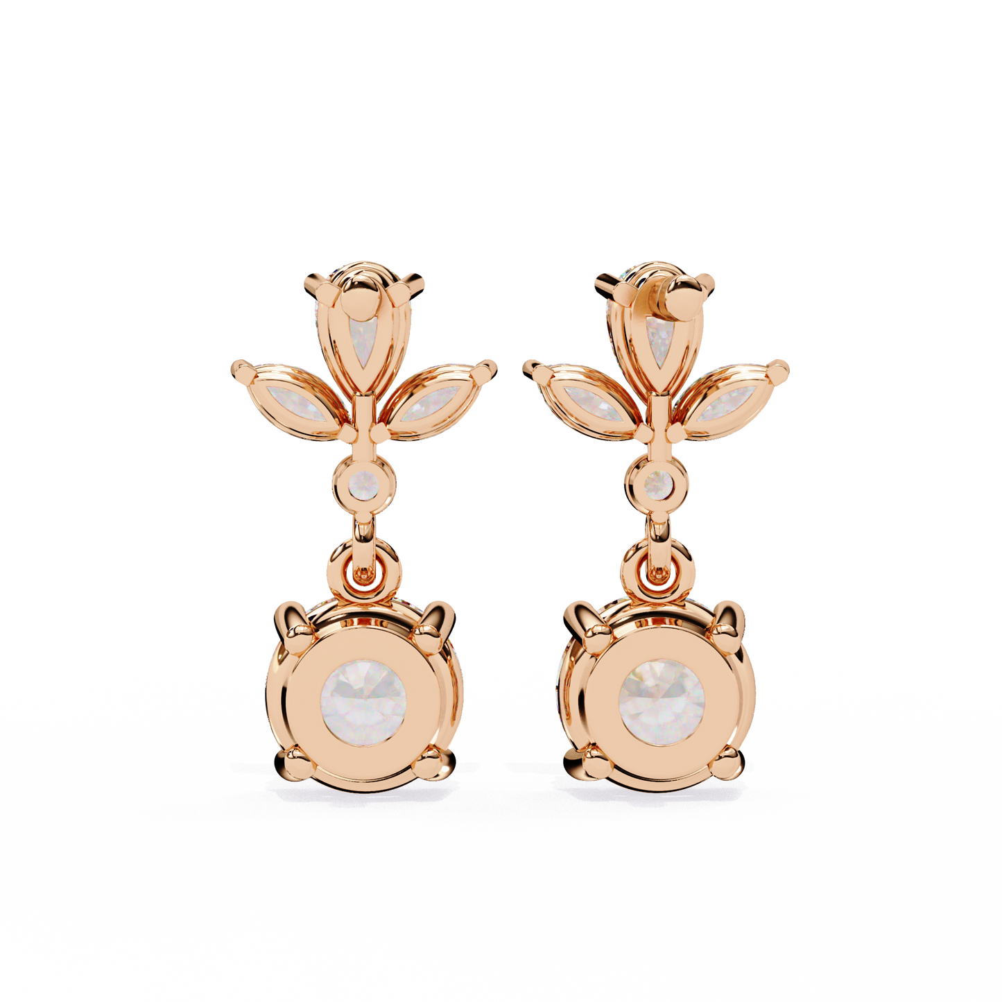 rose gold / moissanite, rose gold / lab grown
