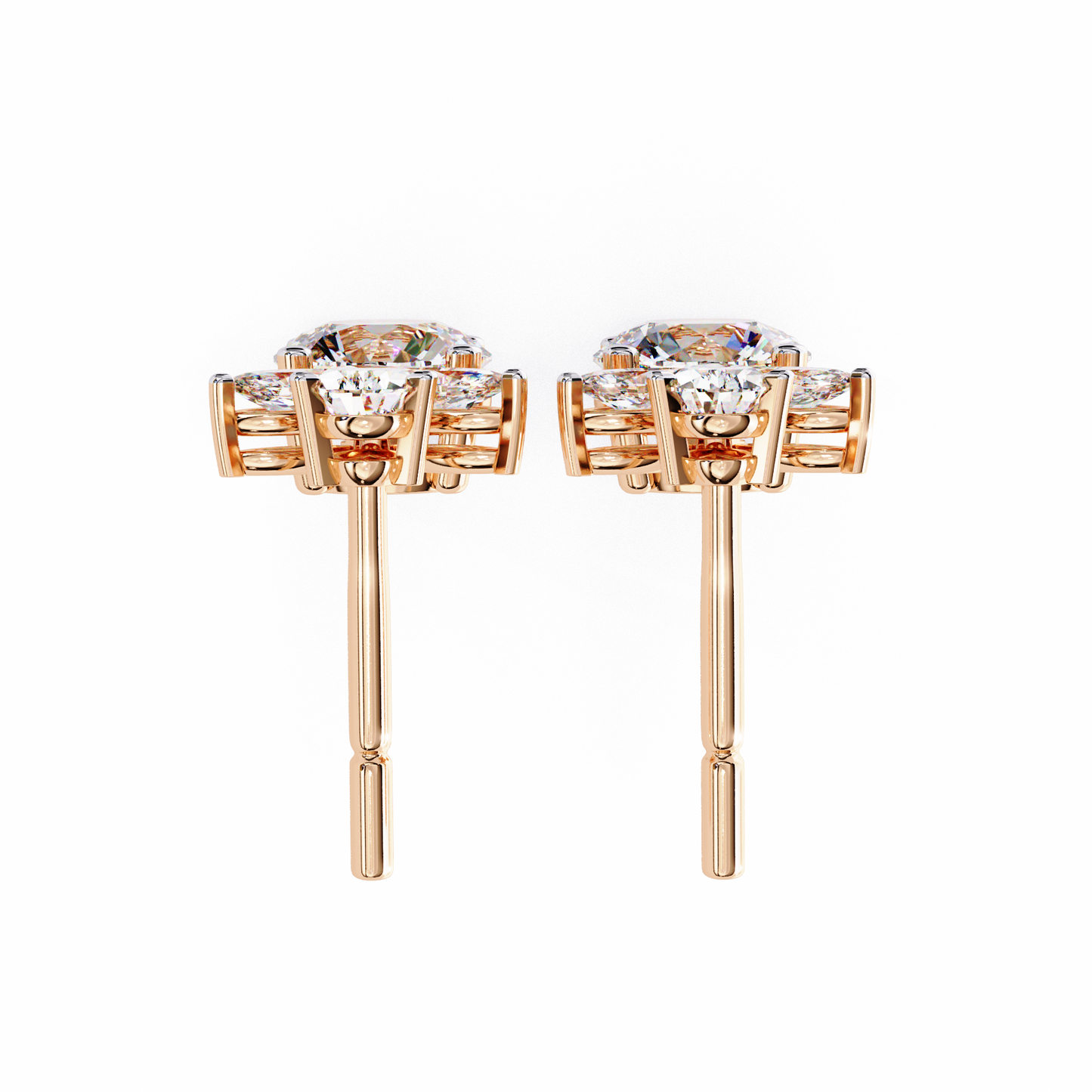 rose gold / moissanite, rose gold / lab grown