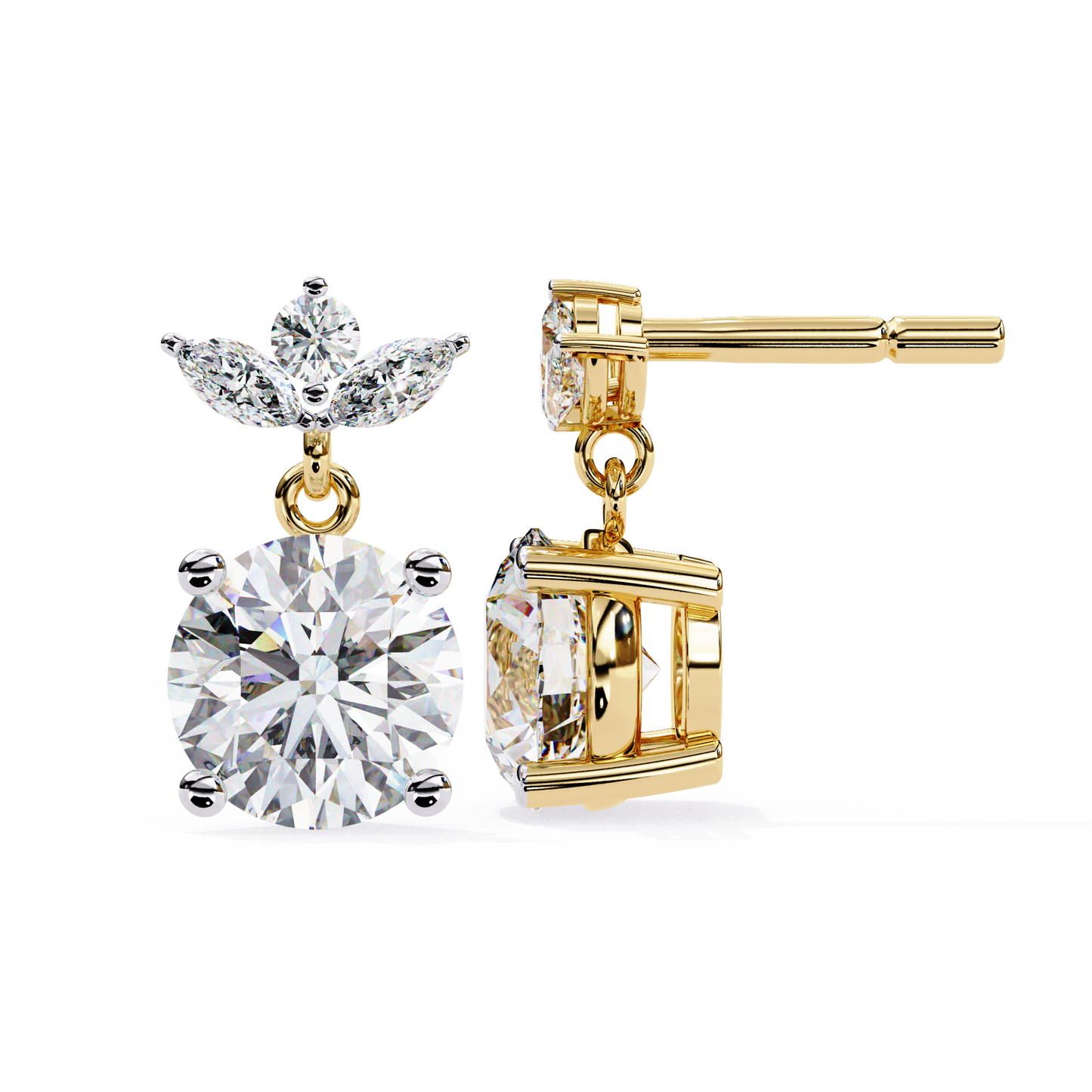 yellow gold / moissanite, yellow gold / lab grown