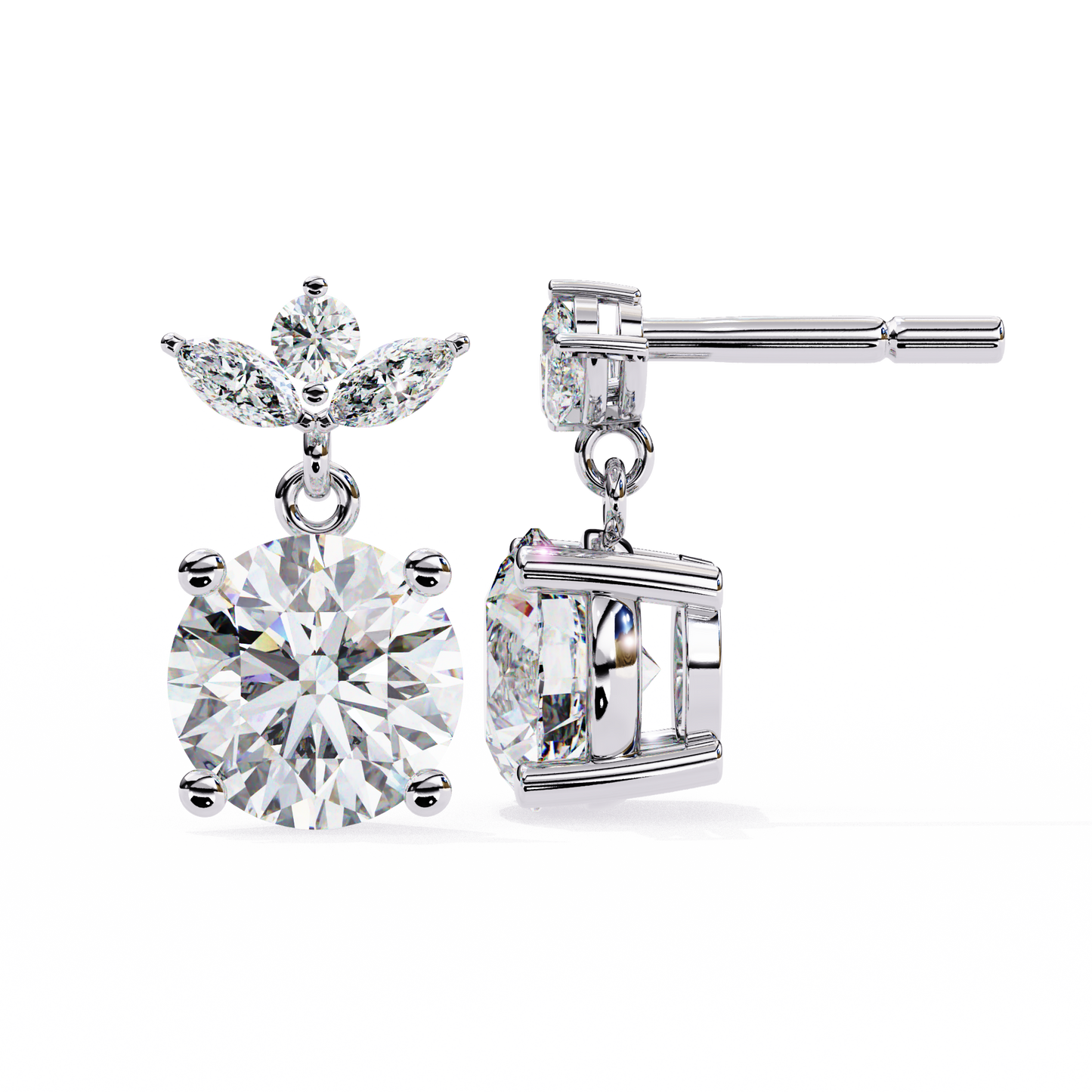 white gold / moissanite, white gold / lab grown